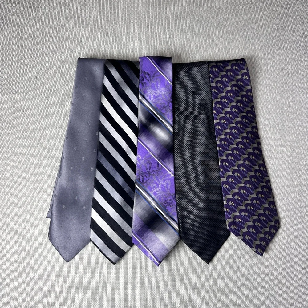 Vintage Classic Purple Grey Necktie Bundle Hennessy George Van Heusen Bill Blass